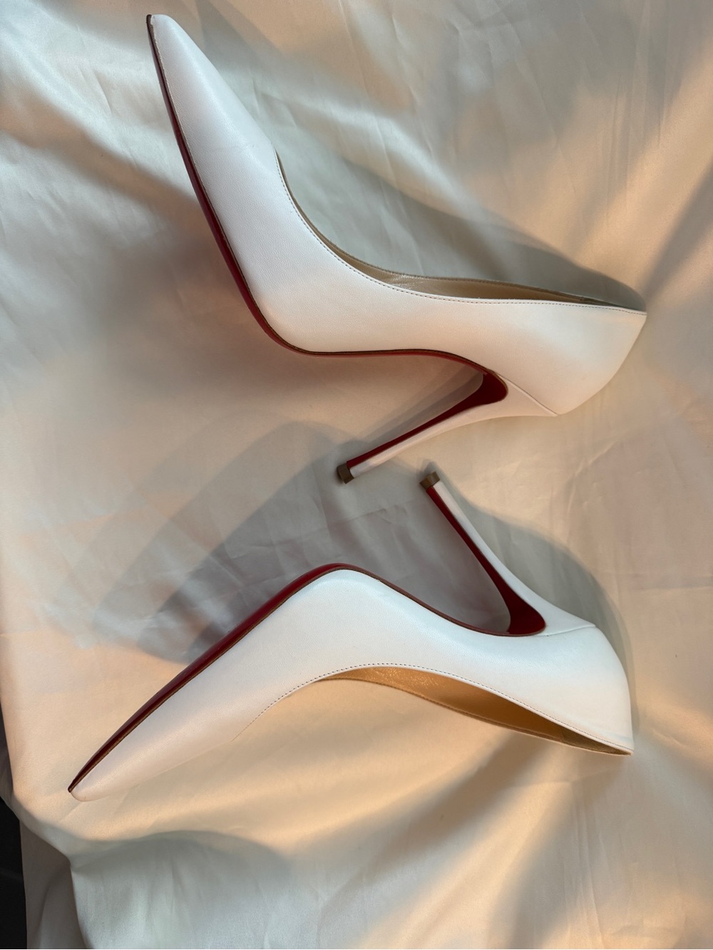 Christian Louboutin White/Bianca Nappa Leather Décolleté 100mm Pump - Picture 14 of 16